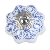 Set 2 butoni mobilier ceramica albastra alba Ø 4x3 cm