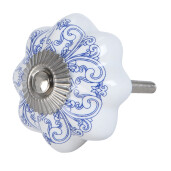 Set 2 butoni mobilier ceramica albastra alba Ø 4x3 cm