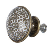 Buton mobilier ceramica alba maro Ø 2x2 cm
