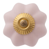 Set 2 butoni mobilier ceramica roz metal auriu Ø 4x3 cm