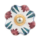 Set 2 butoni mobilier ceramica multicolora metal auriu Ø 4x3 cm