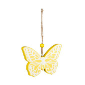 Set 24 decoratiuni Fluturasi lemn alb galben 18x10,5x1h