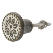 Buton mobilier fier maro alb 3x3 cm