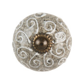 Buton mobilier ceramica gri alba Ø 4x3 cm