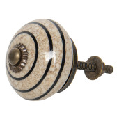 Buton mobilier ceramica bej metal auriu Ø 4x4 cm / S3 cm
