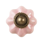 Set 2 butoni mobilier ceramica roz metal cupru Ø 4x3 cm