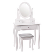 Masuta toatela cu taburet mdf alb 70 x 40 x 130 cm