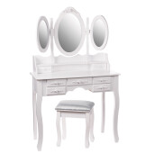 Masuta toatela cu taburet mdf alb 90,5 x 40 x 146 cm