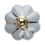 Buton mobilier ceramica gri metal auriu Ø 4x4 cm