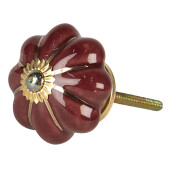 Set 2 butoni mobilier ceramica rosie metal auriu 4x3 cm