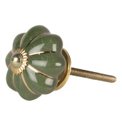 Set 2 butoni mobilier ceramica verde metal auriu Ø 4x3 cm