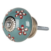 Set 2 butoni mobilier ceramica multicolor metal argintiu  Ø 4x4 cm
