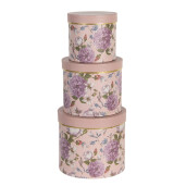 Set 3 cutii depozitare carton multicolor Ø 20x17 cm, Ø 17x15 cm, Ø 14x13 cm