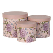 Set 3 cutii depozitare carton multicolor Ø 20x17 cm, Ø 17x15 cm, Ø 14x13 cm