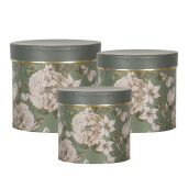 Set 3 cutii depozitare carton Ø 20x17 cm, Ø 17x15 cm, Ø 14x13 cm