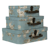 Set 3 cutii depozitare carton albastru verde 30x21x9 cm, 25x18x9 cm, 20x16x8 cm
