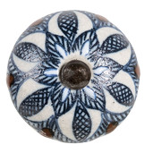 Set 4 butoni mobilier din ceramica alba albastra maro 4x3 cm