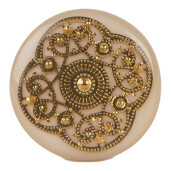 Set 4 butoni mobilier metal plastic crem auriu 3 cm