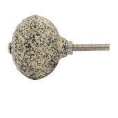 Buton mobilier ceramica bej neagra 4x3 cm