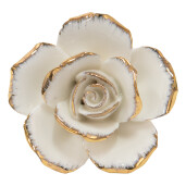 Set 2 butoni mobilier ceramica alba aurie Floare 5x4x5 cm