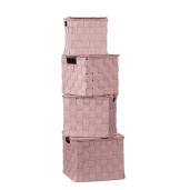 Set 4 cutii depozitare cu capac, roz 17 x 17 x h 16, 19 x 19 x 17, 21 x 21 x 18, 23 x 23 x 18,5 cm