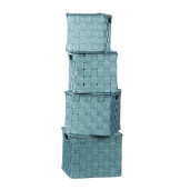 Set 4 cutii depozitare cu capac, turcoaz 17 x 17 x h 16, 19 x 19 x 17, 21 x 21 x 18, 23 x 23 x 18,5 cm