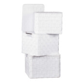 Set 3 cutii depozitare cu capac, alb 25 x 25 x 20, 27 x 27 x 21, 30 x 30 x 22 cm