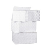 Set 4 cutii depozitare cu capac, alb 23 x 17 x 19 cm, 38 x 27,5 x 20 cm, 40 x 29,5 x 20,5 cm