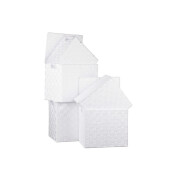 Set 5 cutii depozitare cu capac, albe 28x18x25.5 cm, 30x20x26.5 cm, 32x22x27.5 cm, 34x24x28.5 cm, 36x26.5x30 cm