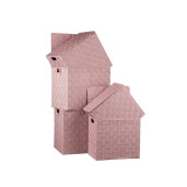 Set 5 cutii depozitare cu capac, roz 28x18x25.5 cm, 30x20x26.5 cm, 32x22x27.5 cm, 34x24x28.5 cm, 36x26.5x30 cm