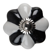 Set 2 butoni mobilier ceramica neagra gri metal argintiu Ø 4x3 cm