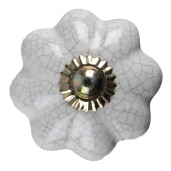 Set 2 butoni mobilier ceramica alba metal auriu Ø 4x4 cm