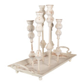 Sfesnice metal mdf alb antichizat 55x26x43 cm 