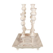 Sfesnice metal mdf alb antichizat 55x26x43 cm 