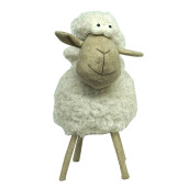 Figurina Oita textil alb plastic maro 16x16x30 cm