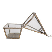 Felinar fier maro antichizat 19x19x45 cm