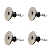 Set 4 butoni mobilier ceramica neagra bej Stelute 4x3/6 cm