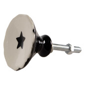Set 4 butoni mobilier ceramica neagra bej Stelute 4x3/6 cm