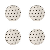 Set 4 butoni mobilier ceramica neagra bej Inimioare 4x3/6 cm