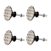 Set 4 butoni mobilier ceramica neagra bej Inimioare 4x3/6 cm