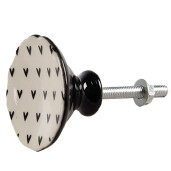 Set 4 butoni mobilier ceramica neagra bej Inimioare 4x3/6 cm