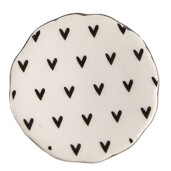 Set 4 butoni mobilier ceramica neagra bej Inimioare 4x3/6 cm