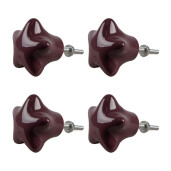 Set 4 butoni mobilier ceramica violet Stelute 4x3/6 cm