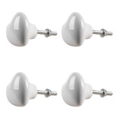 Set 4 butoni mobilier ceramica alba Inimioare 4x3/6 cm