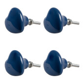 Set 4 butoni mobilier ceramica albastra Inimioare 4x3/6 cm