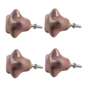 Set 4 butoni mobilier ceramica roz Stelute 4x3/6 cm