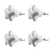 Set 4 butoni mobilier ceramica alba Stelute 4x3/6 cm