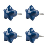 Set 4 butoni mobilier ceramica albastra Stelute 4x3/6 cm