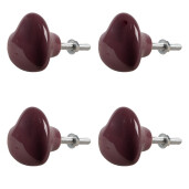 Set 4 butoni mobilier ceramica violet Inimioare 4x3/6 cm