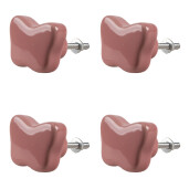 Set 4 butoni mobilier ceramica roz Fluturasi 4x3 cm
